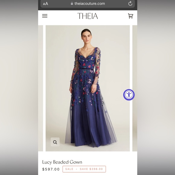 Theia Lucy Beaded Gown Size 10 - Picture 6 of 6